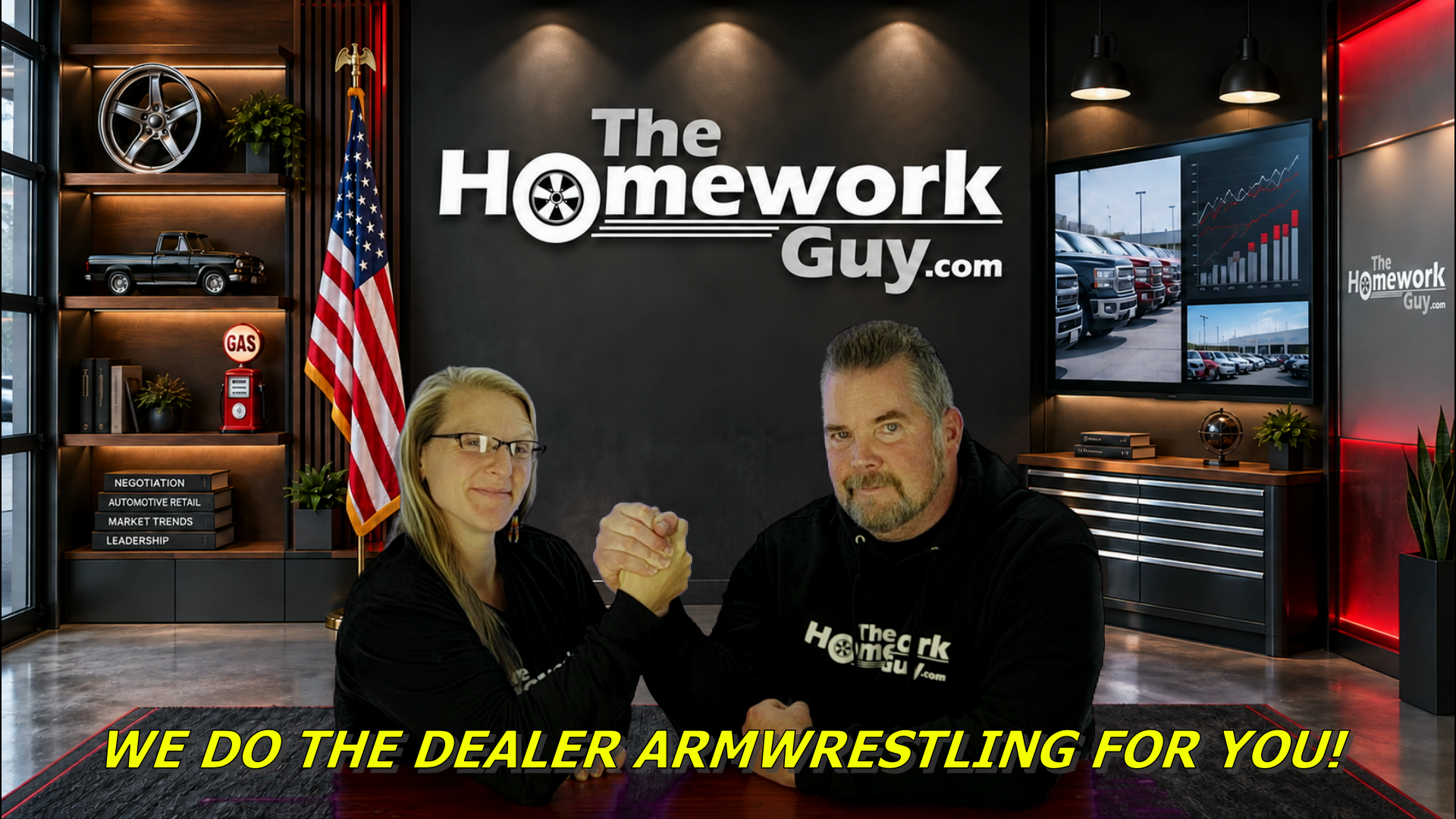Kevin and Liz: We do the dealer armwrestling for you